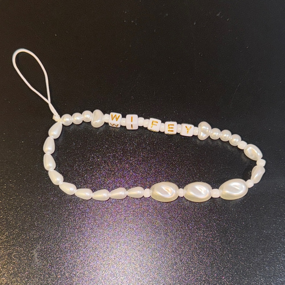 Wifey beaded phone charm strap